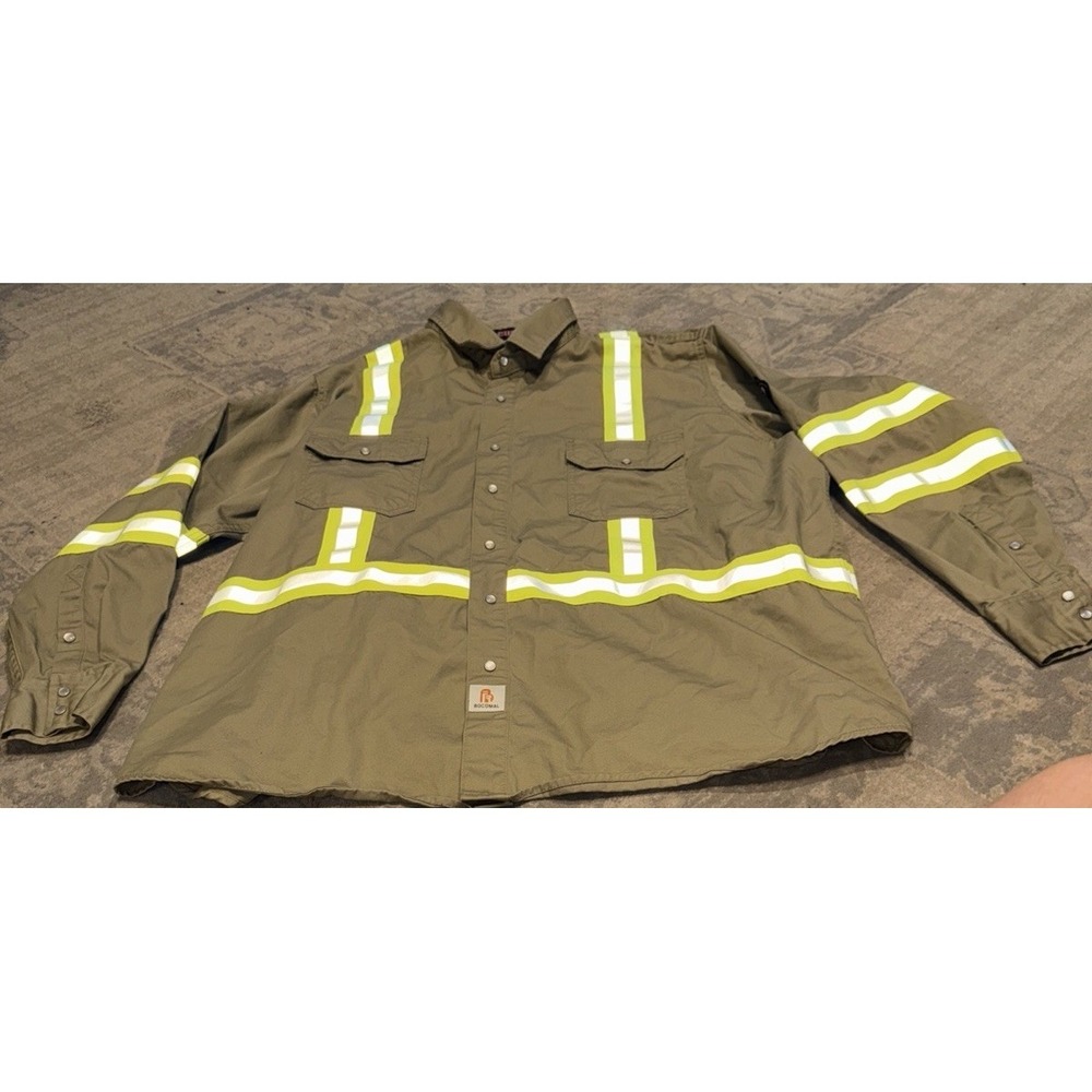 BOCOMAL FR High Visibility Flame Resistant FR Cat 2 Button Shirt Beige Mens 4XL